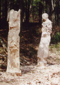 Prinzessin und Clown, oak, h 200cm